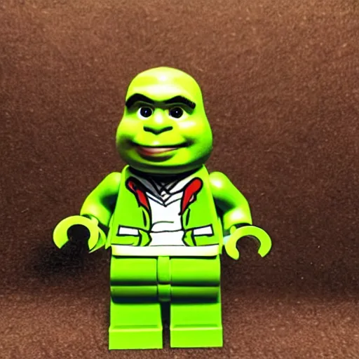 Image similar to shrek as a lego minifigure