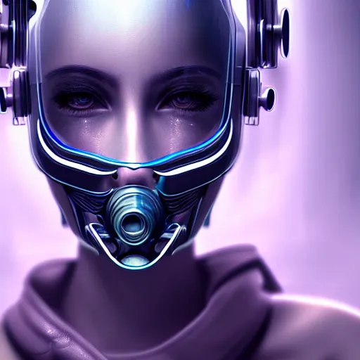 Image similar to face mask on beautiful woman face, cyberpunk art by kuno veeber, cgsociety, computer art, ultra detailed, futuristic, anime aesthetic