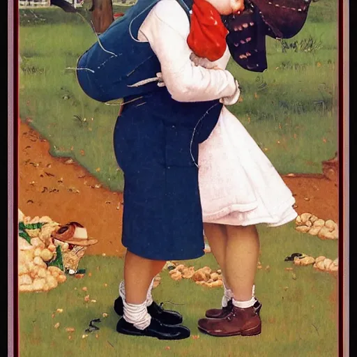 Prompt: Trubbish and Garbodor in the style of Norman Rockwell. Detailed American Painting.