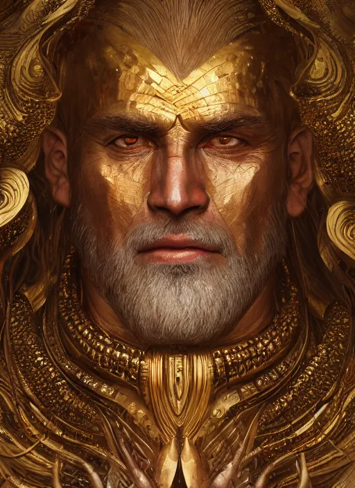 Prompt: gilgamesh, eternal, au naturel, hyper detailed, digital art, trending in artstation, cinematic lighting, studio quality, smooth render, unreal engine 5 rendered, octane rendered, art style by klimt and nixeu and ian sprigger and wlop and krenz cushart