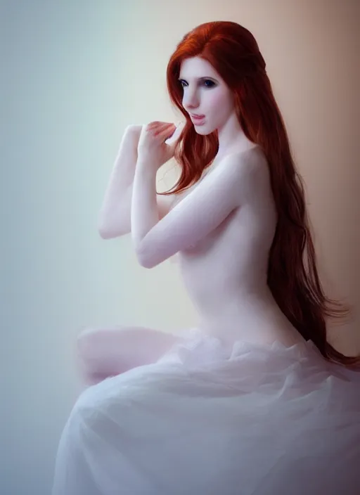 Image similar to of ethereal fantasy, young beautiful Amouranth, elegant, ethereal dreamy light, art by Nicola Samuri