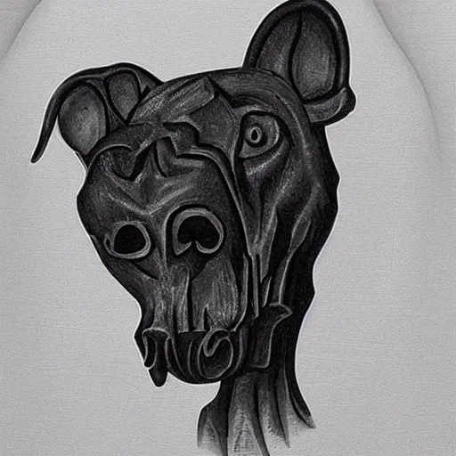 Prompt: a fancy dog head skull