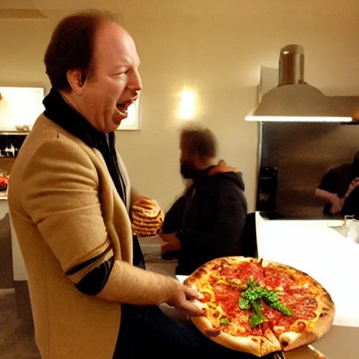 Image similar to Hans Zimmer eating pizza