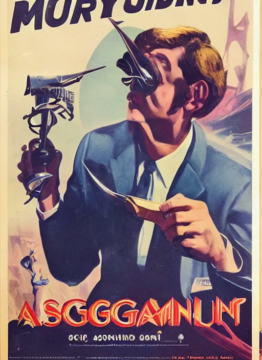 Image similar to asmongold in 1 9 5 0 s pulp sci - fi movie poster, retrofuturism, highly detailed, mgm studios, david klein, reynold brown