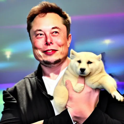 Prompt: elon musk holding a doge, photo by getty images