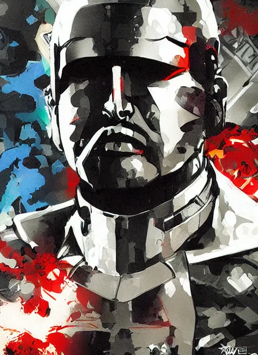 Prompt: cyborg pinochet painting by yoji shinkawa