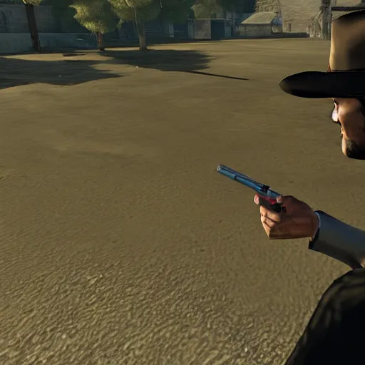 Prompt: john marston smoking!!!!!! a cigarette in san andreas