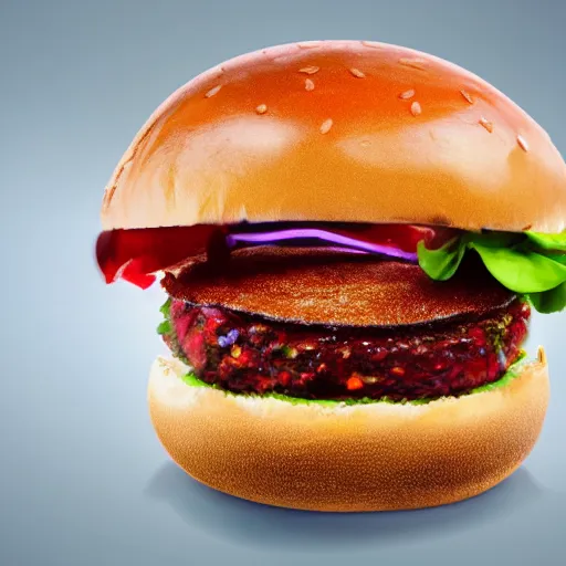 Prompt: a hybrid crystal hamburger, digital art, dramatic product photography