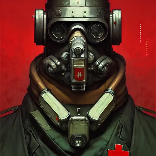 Prompt: socialist realism propaganda poster portrait of a cyberpunk medic, socialist realism, highly detailed, intricate, digital painting, artstation, sharp focus, illustration, art by jakub rozalski, greg rutkowski, artgerm, tan zi and ayanamikodon and alphonse mucha and wlop