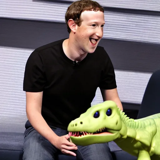 Image similar to mark zuckerberg with a dinosaur body