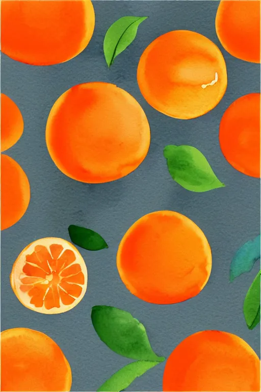 Image similar to minimalist watercolor art oranges on white background, illustration, vector art