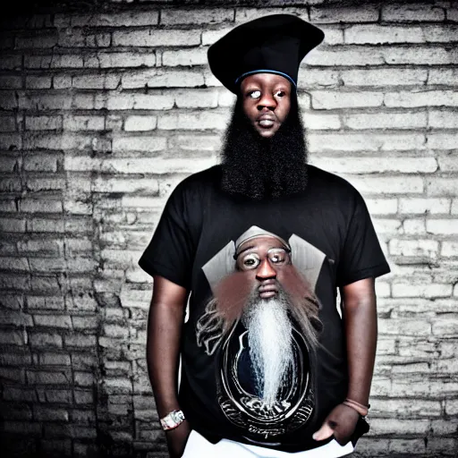 Prompt: ghetto hip - hop dumbledore, no text, intricate photography