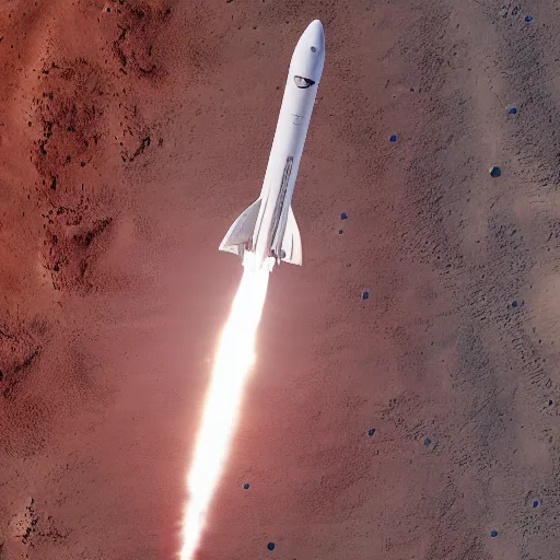 Image similar to A SpaceX Starship rocket landing on mars.