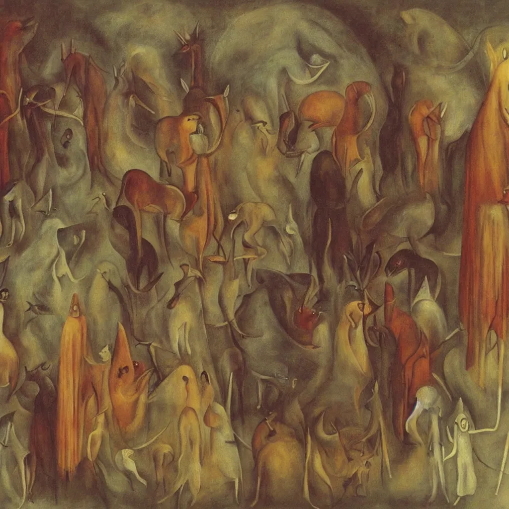 Prompt: a painting by leonora carrington