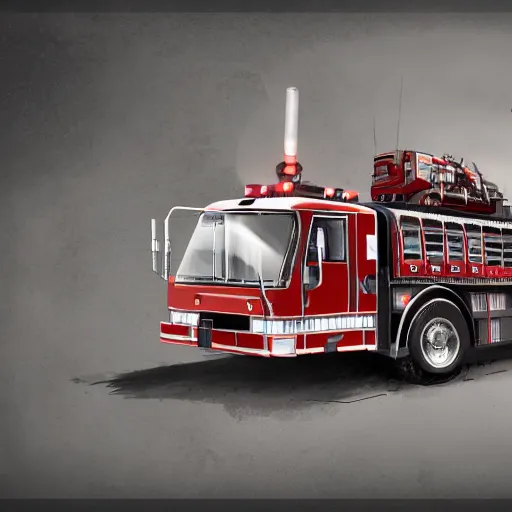 Image similar to future dystopian commercial firetruck, concept art, trending on artstation