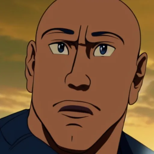 Image similar to dwayne johnson as anime character, kyoto animation, magical