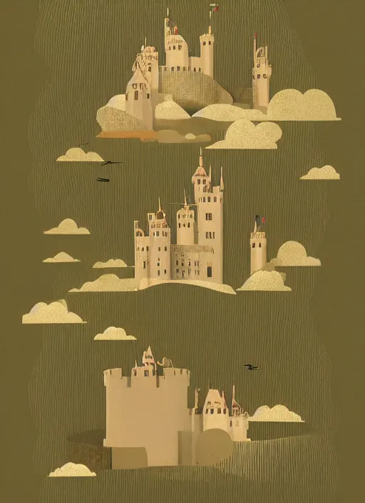 Prompt: Paper cut-out illustration of a castle in the clouds, Morgana Wallace,Fideli Sundqvist, Katrin Rodegast, Eiko Ojala