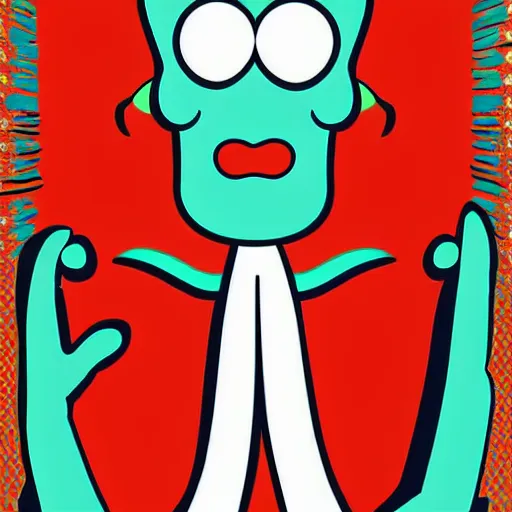 Image similar to amazing handsome squidward, pop art cartoon style