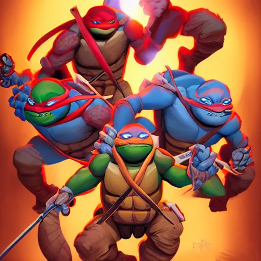 Image similar to hero world teenage mutant ninja turtles, behance hd by jesper ejsing, by rhads, makoto shinkai and lois van baarle, ilya kuvshinov, rossdraws global illumination