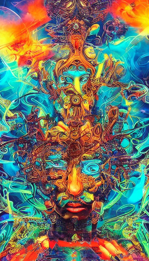 Prompt: psytrance artwork, by andre francois