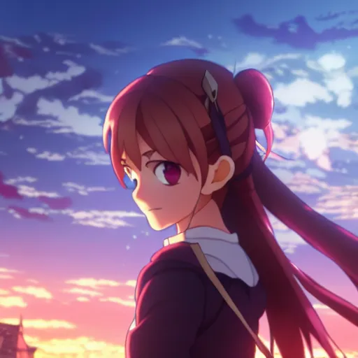 Image similar to emma watson in heavens feel movie, demon slayer, ufotable, kyoani, high quality, key visual, cinematic, city background, night time, rooftop, fate stay night, unlimited blade works, greg rutkowski, high resolution, dynamic pose, extreme close up, street clothes, anime, high budget