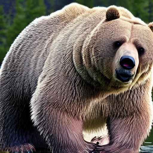 Image similar to a realistic waterbear and grizzly bear hybrid