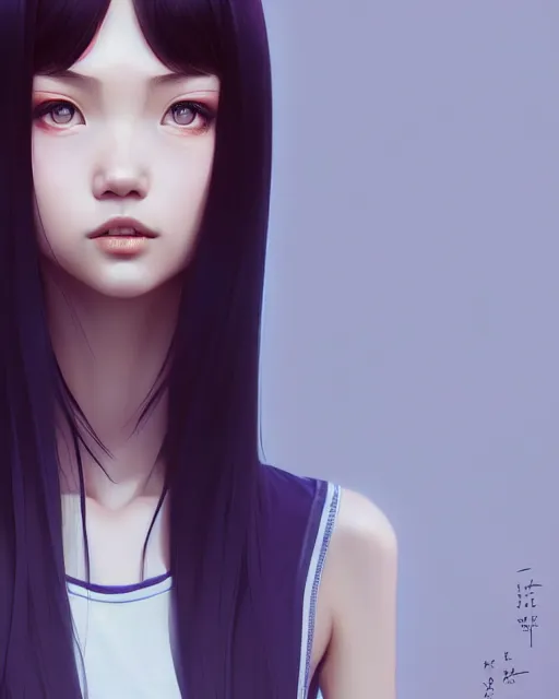 Prompt: full 1 2 0 mm face portrait of a beautiful slender kazakh girl, in tshirt, happy, by saruei and guweiz and ilya kuvshinov and grant morrison and range murata digital art, highly detailed intricate, sharp focus, trending on artstation hq deviantart pinterest, unreal engine 5, 4 k uhd image