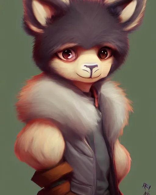 Image similar to character concept art of a cute young male anthropomorphic furry character | | cute - fine - face, pretty face, key visual, realistic shaded perfect face, fine details by stanley artgerm lau, wlop, rossdraws, james jean, andrei riabovitchev, marc simonetti, and sakimichan, trending on artstation