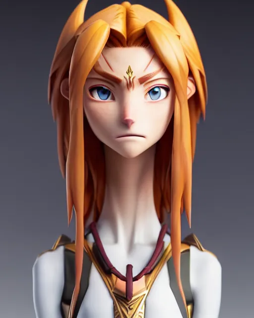 Image similar to azctec warrior, katherine mcnamara, detailed perfect face, exquisite details, fire magic, mid view, design on a white background, by studio muti, greg rutkowski makoto shinkai takashi takeuchi studio ghibli