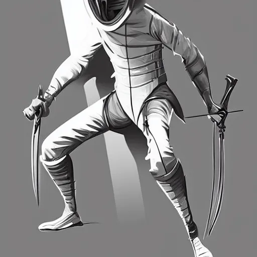 Prompt: concept art of master fencer, vector art, by cristiano siqueira, brush hard, highly detailed, artstation, high quality