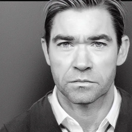 Image similar to antony starr with slicked blonde hair mugshot, 8 k