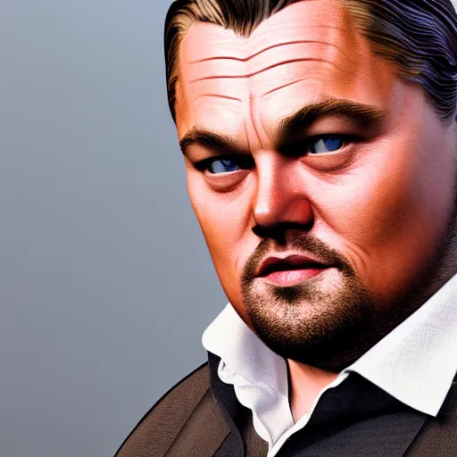 Image similar to hyperrealistic dslr film still of grotesquely morbidly obese leonardo dicaprio, stunning 8 k octane comprehensive 3 d render, inspired by istvan sandorfi & greg rutkowski & unreal engine, perfect symmetry, dim volumetric cinematic lighting, extremely hyper - detailed, extremely lifelike attributes & lifelike texture, intricate, masterpiece, artstation, stunning