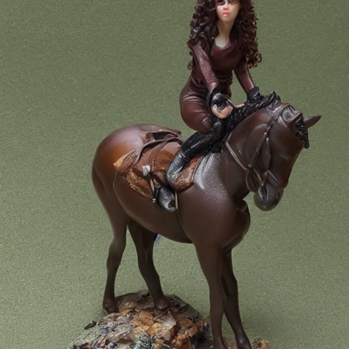 Image similar to 80mm resin detailed miniature of a Woman with a Horse, Product Introduction Photos, 4K, Full body, simple background