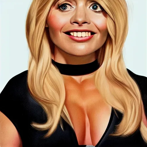 Image similar to holly Willoughby with the physique of a body builder, symmetrical facial features, hyper realistic, ultra detailed, cinematic, dynamic lighting, photorealistic, refined, intricate, digital art, digital painting, masterpiece, 8k