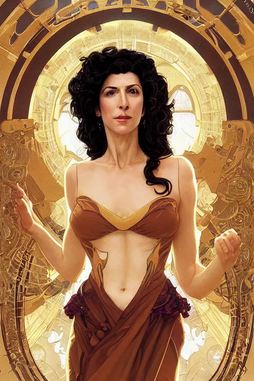 Prompt: claudia black as deanna troi, masterpiece, intricate, elegant, highly detailed, digital painting, artstation, concept art, smooth, sharp focus, illustration, art by artgerm and greg rutkowski and alphonse mucha and uang guangjian and gil elvgren and sachin teng, symmetry!!