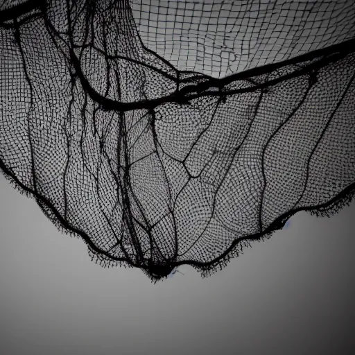 Image similar to ripped net, black and white image