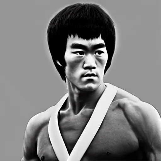 Prompt: a incredibly detailed portrait photo of bruce lee, photorealistic, sharp focus, octane, 2 0 5 0 s