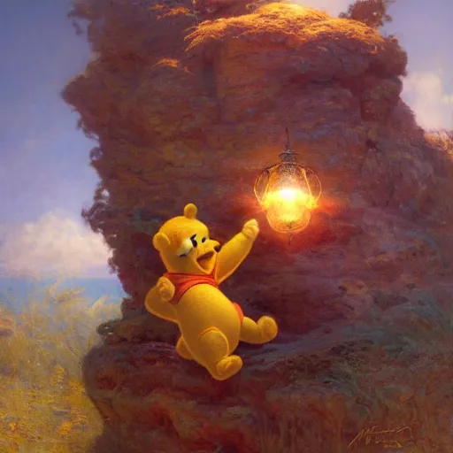 Image similar to xi pingping as winnie the pooh, radiant light, caustics, heroic, bright iridescent light, by gaston bussiere, bayard wu, greg rutkowski, maxim verehin