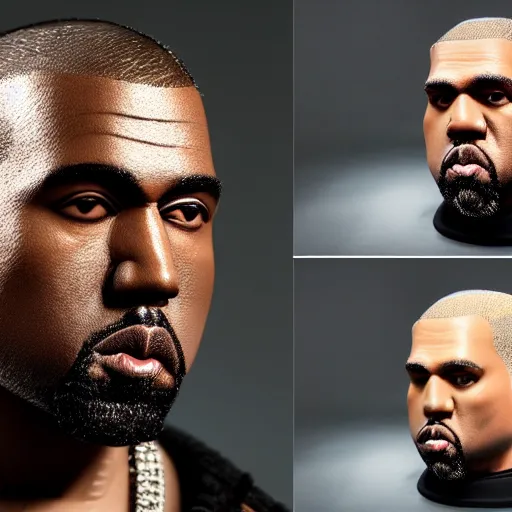 Image similar to detailed studio photography of a close up claymation of kanye west, detailed, breathtaking, uhd resolution, beautiful lighting, studio light, extremely detailed, establishing shot, photorealistic, hyperrealistic