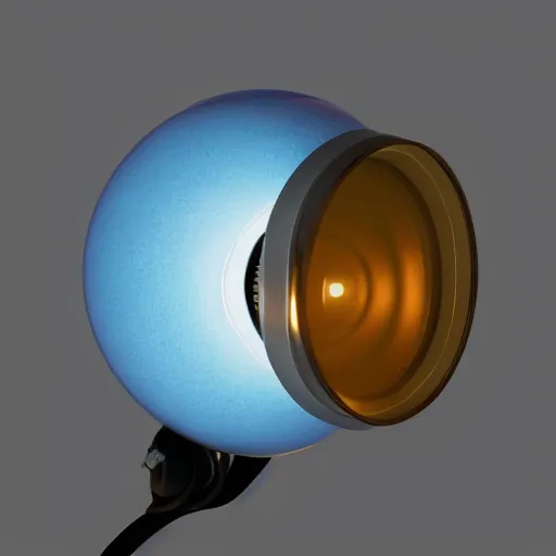 Prompt: portrait of a pixar lamp webcam with a big translucent lense and a glowing internal brain, uhd, 4 k, hd, 3 d render, unreal engine, annie leibovitz