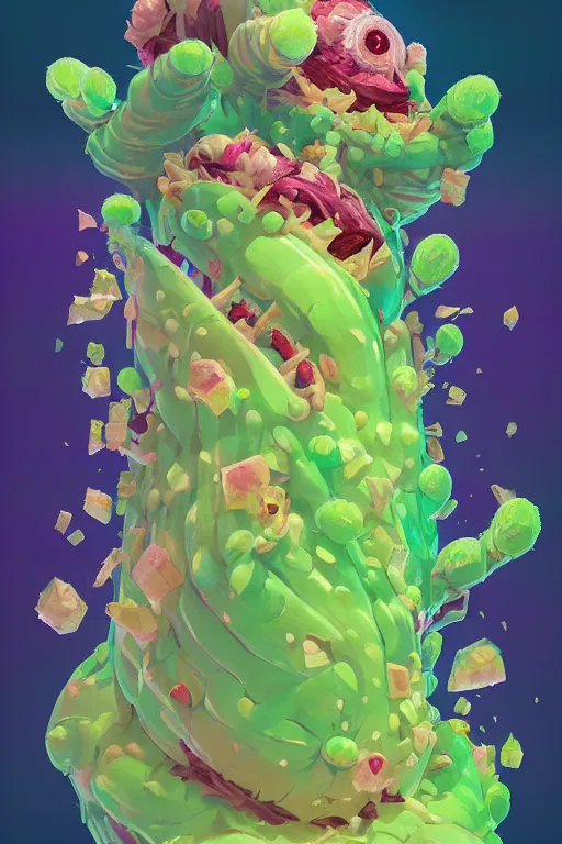 Image similar to roots cactus sushi cristal smurf ghost creature animal sushi cristal very big eye roots cactus elemental flush of force nature micro world fluo fishscale, behance hd by jesper ejsing, by rhads, makoto shinkai and lois van baarle, ilya kuvshinov, rossdraws radiating a glowing aura global illumination ray tracing hdr