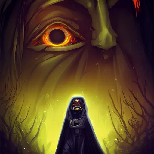 Image similar to Angry dark-side-corrupted yellow-eyed Sith Lord by Cyril Rolando, photorealistic, lifelike, hyperdetailed, 8k