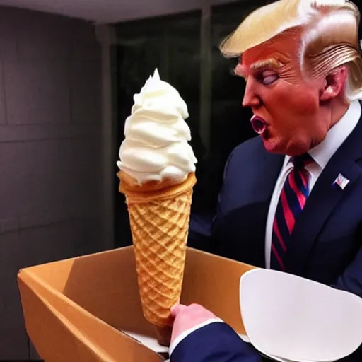 Prompt: trump licking a joe biden ice cream cone