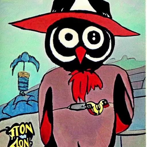 Image similar to cartoon owl dressed as the lone ranger from the children's 1980s cartoon show