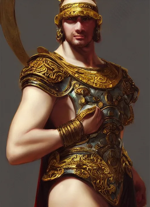 Image similar to portrait of an ancient roman character in ornate armor, by ilya kuvshinov, sharp focus, by thomas lawrence, by bayard wu, trending on artstation, masterpiece