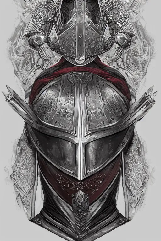 Image similar to head-on symmetrical centered painted portrait, Elisha Cuthbert as a paladin, blonde hair, ornate heavy plate armour, medieval robes, fantasy, intricate, elegant, highly detailed, smooth, sharp focus, illustration, artstation, in the style of Ross Tran and by Jesper Ejsing and by Mikalojus Konstantinas Ciurlionis