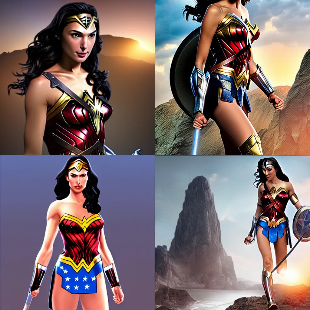 Prompt: Gal Gadot as wonder woman by Greg Land unreal engine