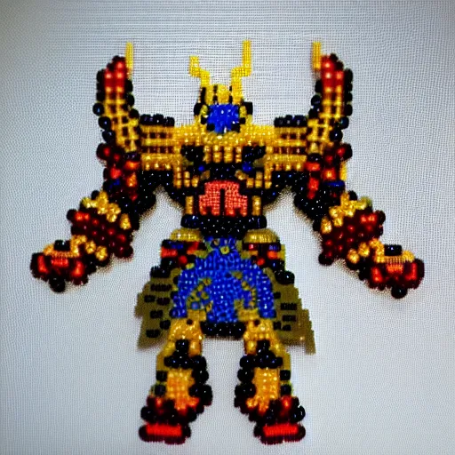 Prompt: a warrior from world of warcraft made out of beads