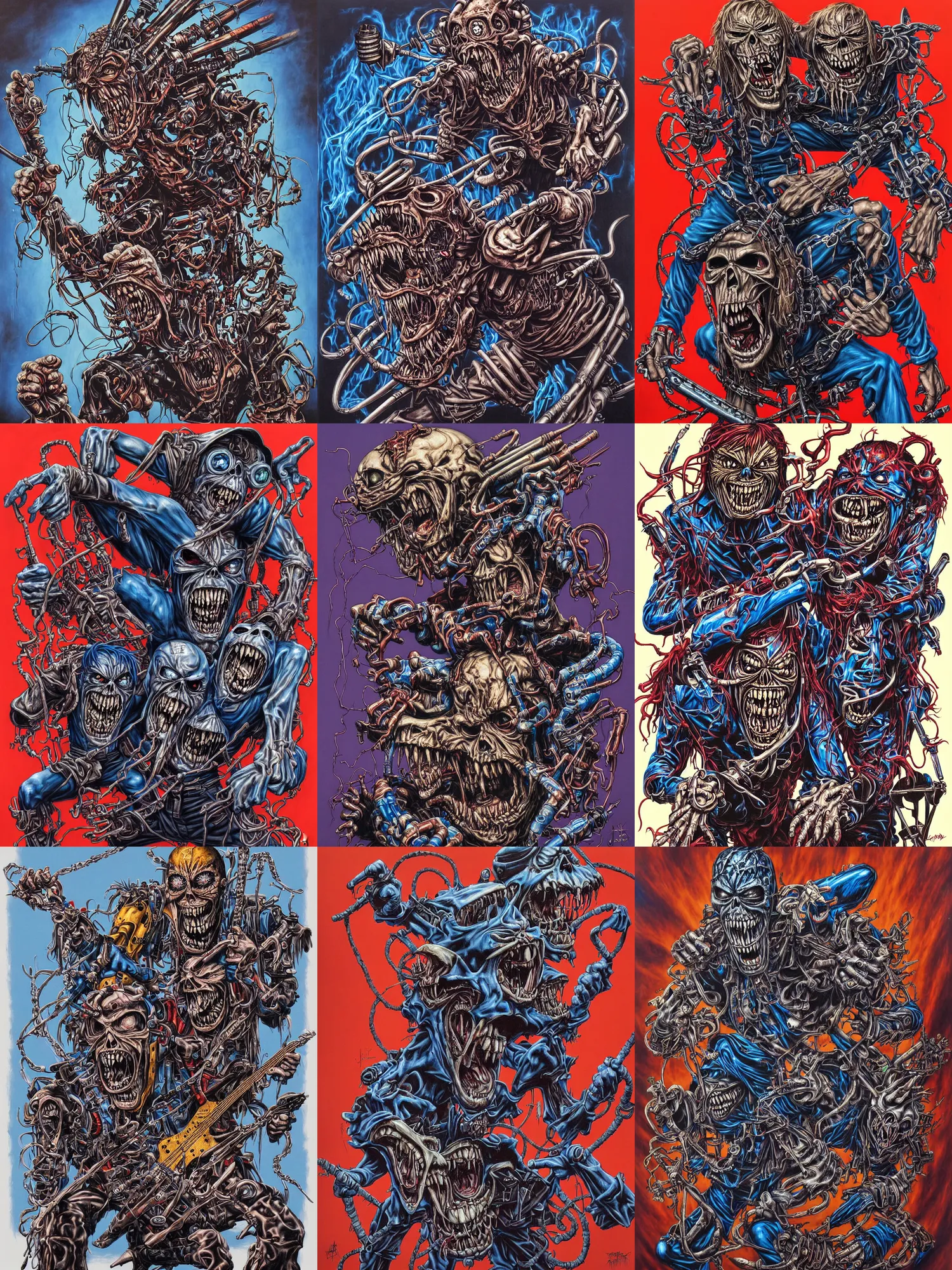 Prompt: eddie from the band iron maiden painted by james jean, very heavy metal, very detailed, albumcover