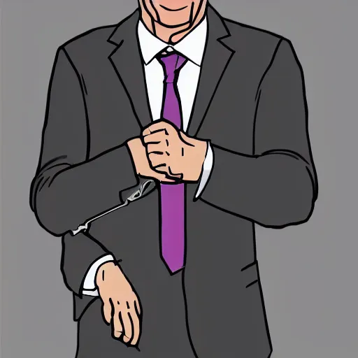 Image similar to Saul Goodman fixing his tie , accurate anatomy, accurate hands, highly detailed, digital art,